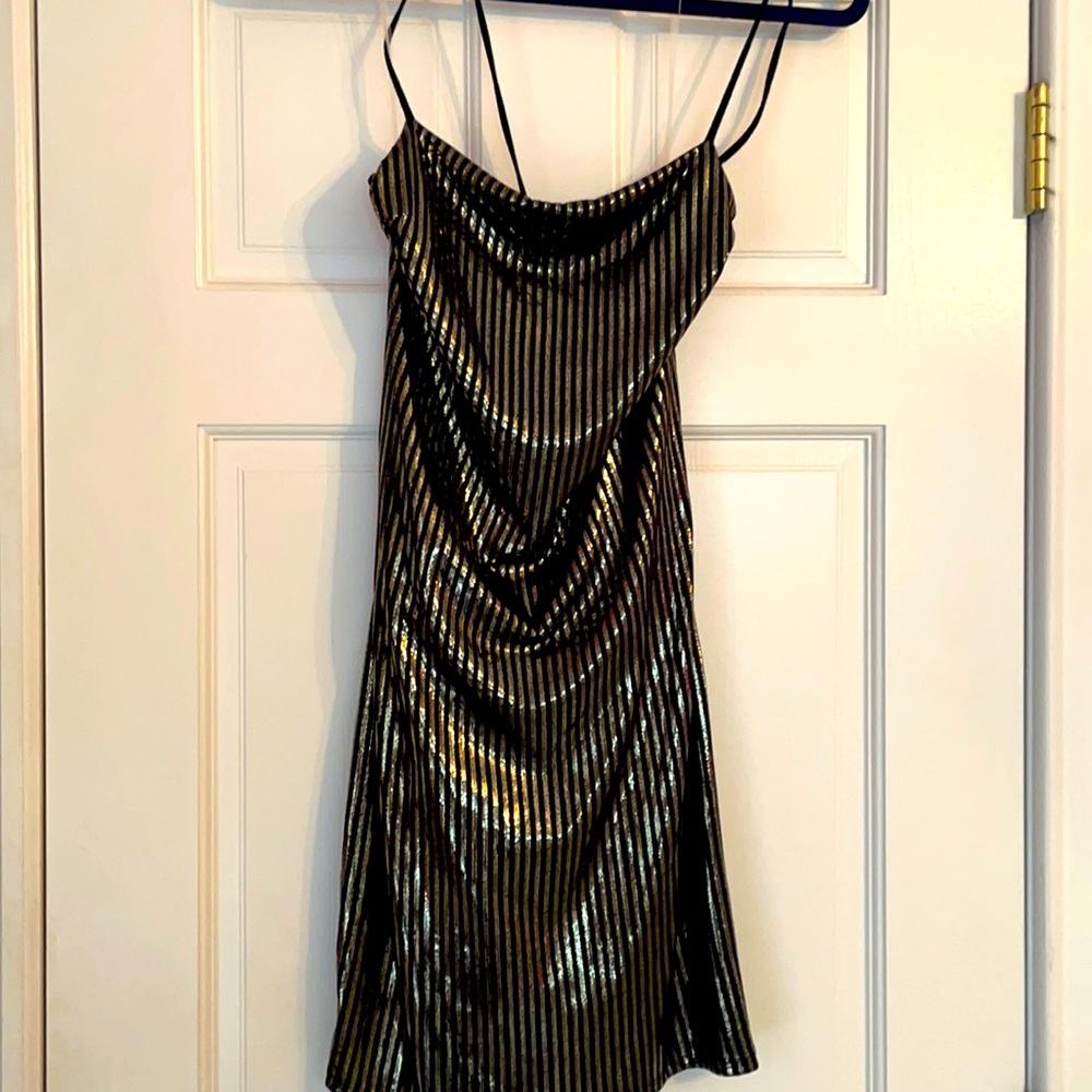 cute black/gold striped dress